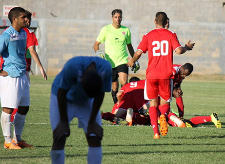 שחקני חדרה חוגגים את השער השני (אנטולי רובינסקי)