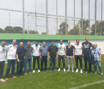 ביקור מכובד. ראשי מכבי ישראל (צילום: דוברות המועדון)