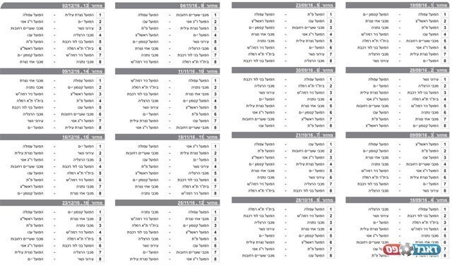 לוח המשחקים המלא בליגה הלאומית (מנהלת הליגה)