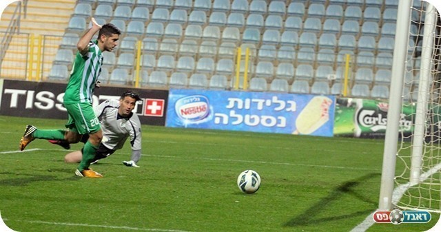 הרצליה הלכה קדימה. כהן רואה את הכדור של רפס חומק (צילום: לירו דורף)