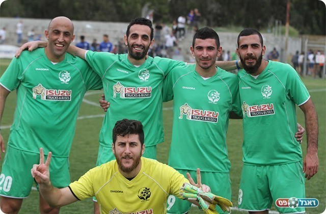 שחקני דליה בסיום הניצחון על אולגה (שלומי גבאי)